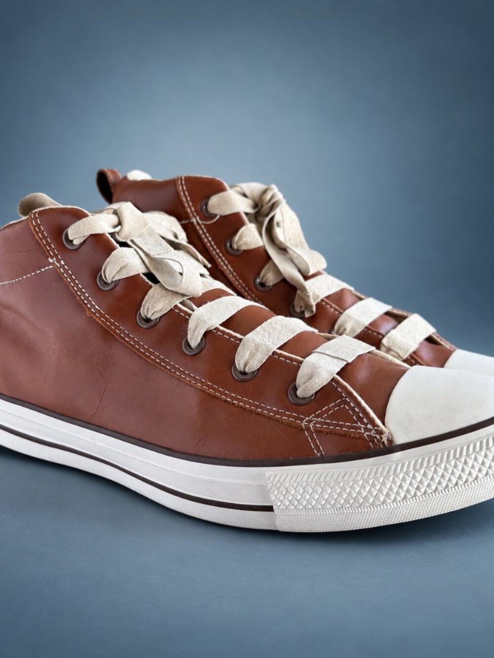 Converse Chuck Taylor Street Mid Brown Leather M12 Handmade Laces 136420C